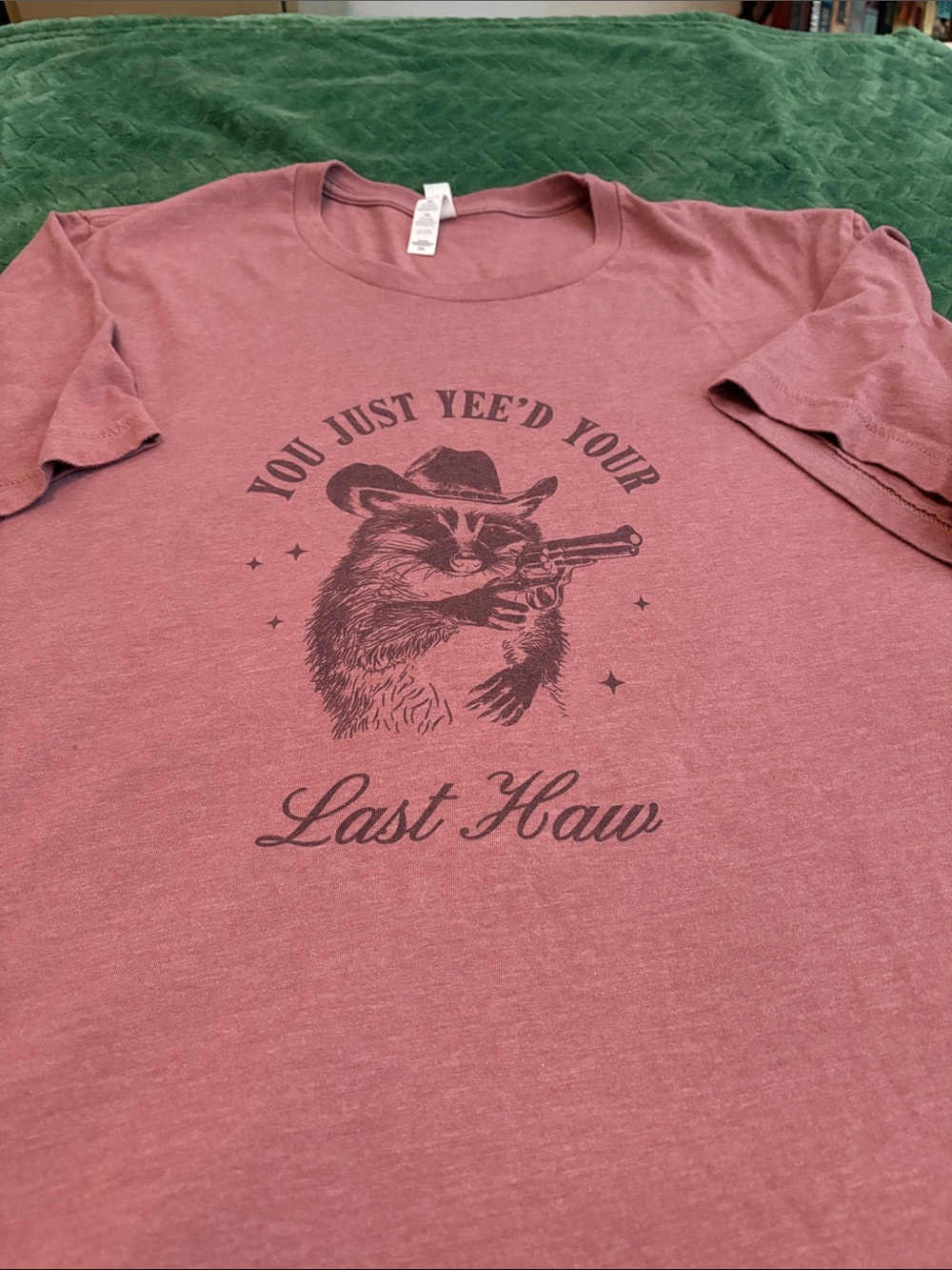 Funny Cowboy Raccoon Tee Shirt Western 2XL Bella Canvas Brand